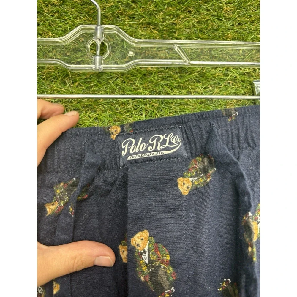 Polo Ralph Lauren Pants Mens 4XT Black Bear Sleepwear Drawstring All Over Tuxedo
